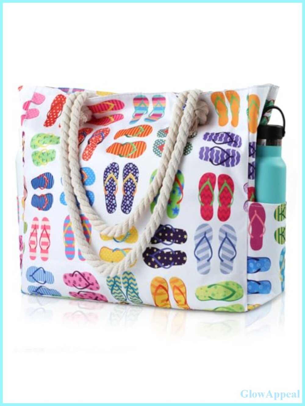 Women's Large Waterproof Beach Tote with Zipper and Pockets